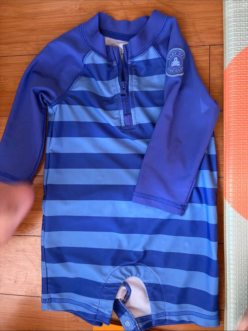 Baby GAP Blue Striped Long-Sleeve Swimsuit